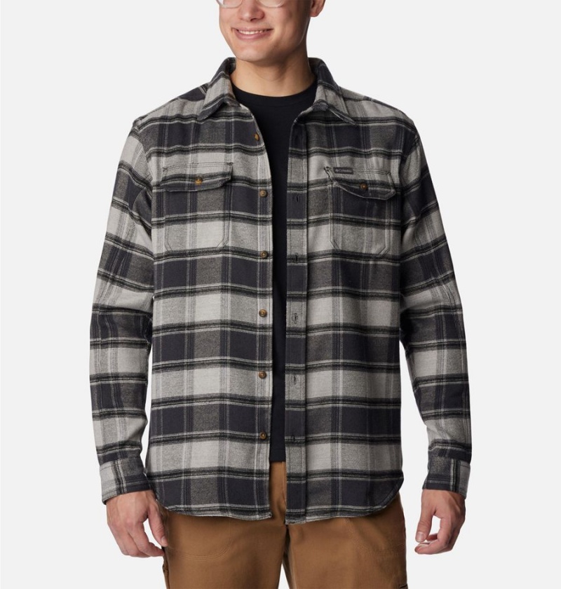 Grey Columbia Deschutes River Heavyweight Flannel Men's Shirt | 47152ZXOU