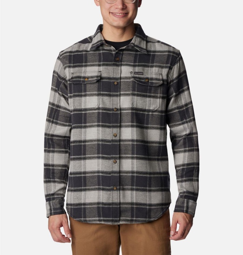 Grey Columbia Deschutes River Heavyweight Flannel Men\'s Shirt | 47152ZXOU