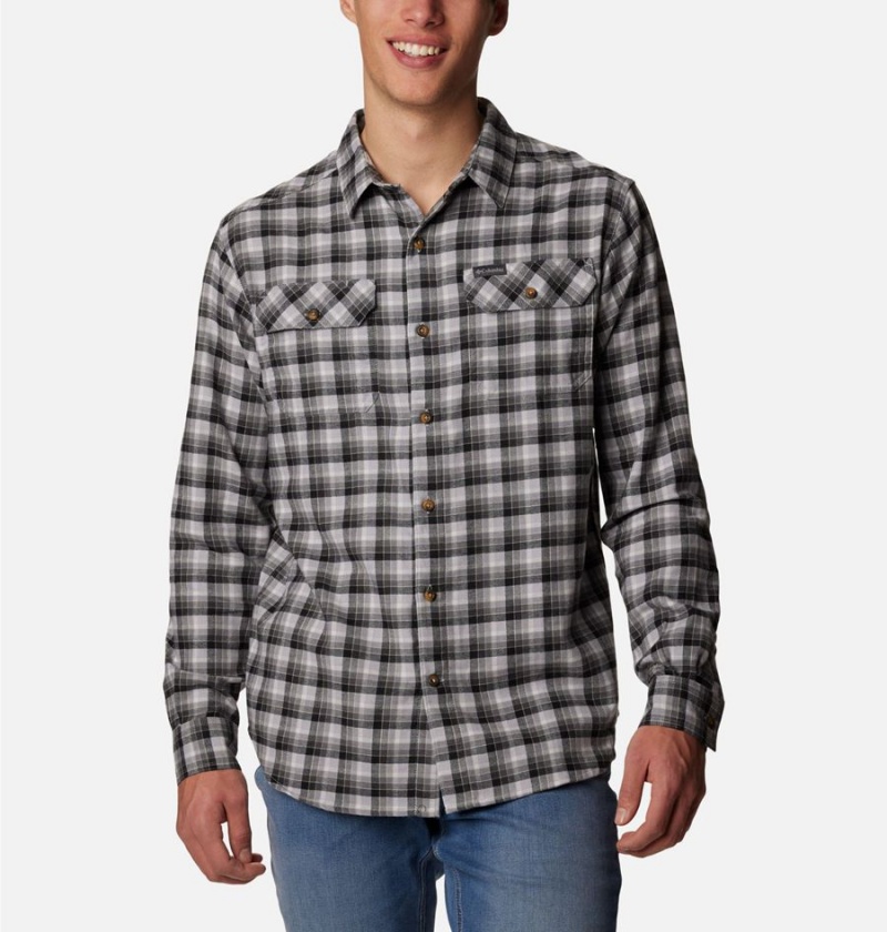 Grey Columbia Flare Gun Stretch Flannel Men\'s Shirt | 96743NWIU