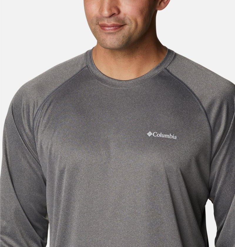 Grey Columbia Fork Stream Heather Long Sleeve Men's T-Shirt | 45218SIPX