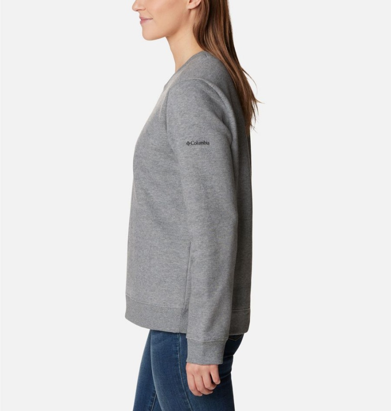 Grey Columbia Hart Mountain II Graphic Crew Women's Pullover | 45769GUIQ