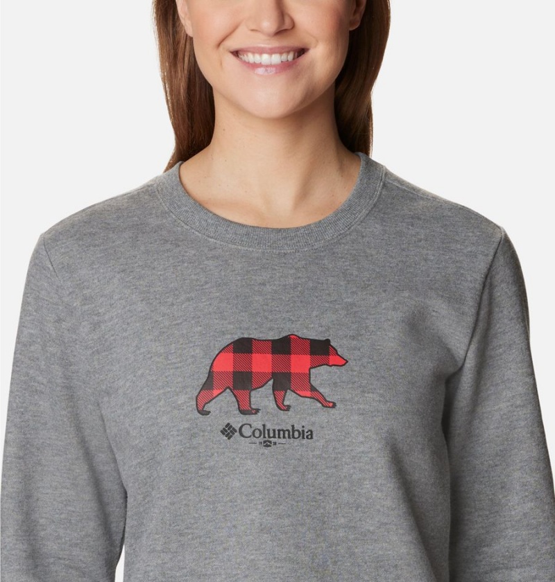 Grey Columbia Hart Mountain II Graphic Crew Women's Pullover | 45769GUIQ