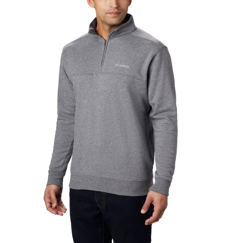 Grey Columbia Hart Mountain II Half Zip Men\'s Sweatshirt | 31974JTVK