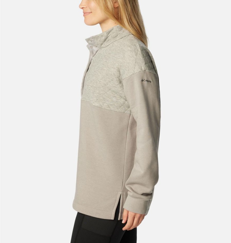 Grey Columbia Hart Mountain Quilted Half Snap Women's Pullover | 91763DERZ