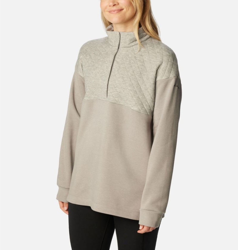 Grey Columbia Hart Mountain Quilted Half Snap Women's Pullover | 91763DERZ