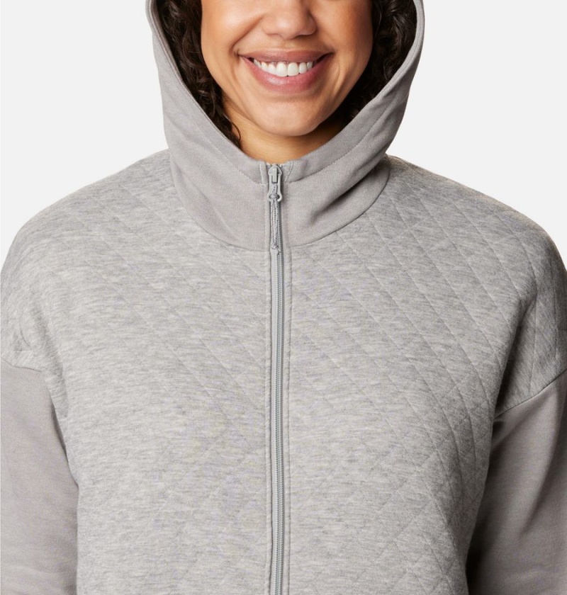 Grey Columbia Hart Mountain Quilted Hooded Full Zip Women's Fleece Jacket | 52674ZEYO