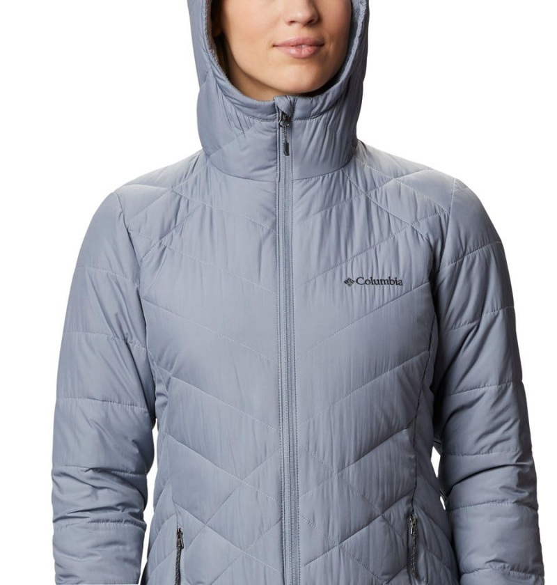 Grey Columbia Heavenly Long Hooded Women's Puffer Jacket | 97238TOSD