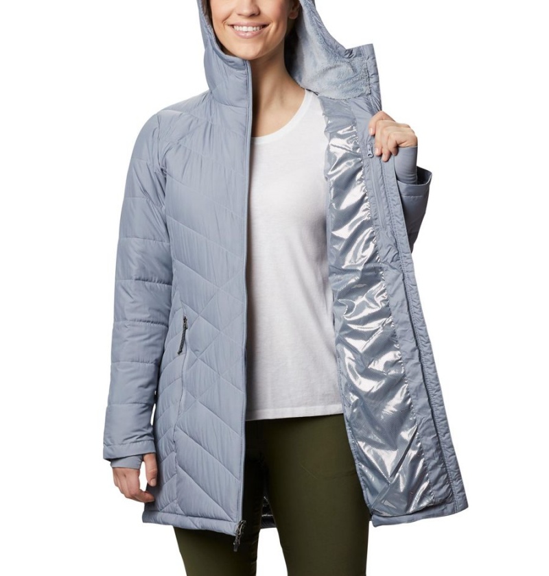 Grey Columbia Heavenly Long Hooded Women's Puffer Jacket | 97238TOSD