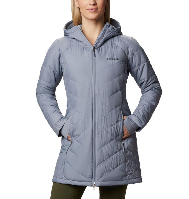 Grey Columbia Heavenly Long Hooded Women\'s Puffer Jacket | 97238TOSD