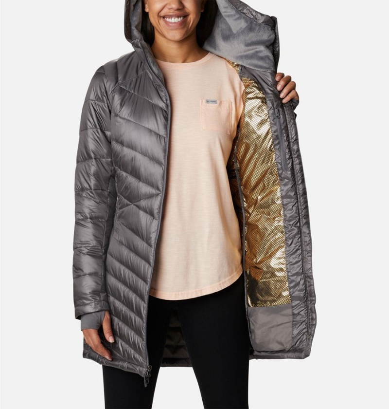 Grey Columbia Joy Peak Mid Insulated Hooded Women's Puffer Jacket | 15460DPXZ