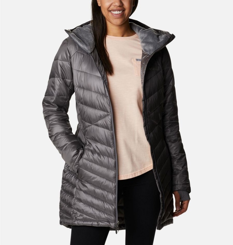 Grey Columbia Joy Peak Mid Insulated Hooded Women's Puffer Jacket | 15460DPXZ