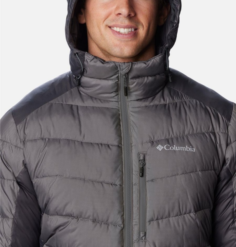 Grey Columbia Labyrinth Loop Omni Heat Infinity Hooded Insulated Men's Puffer Jacket | 13647USBI