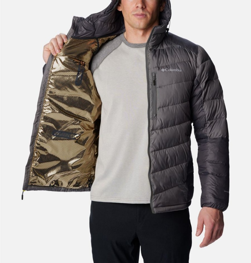 Grey Columbia Labyrinth Loop Omni Heat Infinity Hooded Insulated Men's Puffer Jacket | 13647USBI