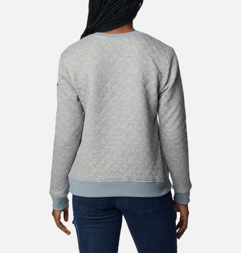 Grey Columbia Lodge Quilted Crew Sweatshirt Women's Pullover | 04596XLRM