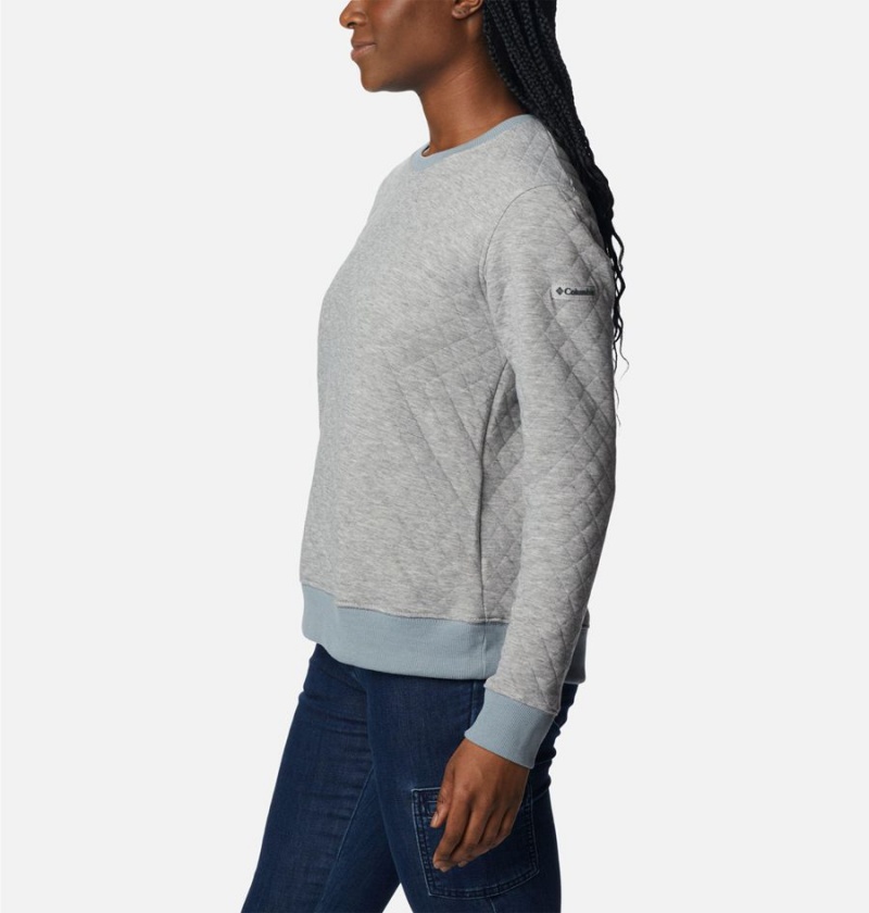 Grey Columbia Lodge Quilted Crew Sweatshirt Women's Pullover | 04596XLRM