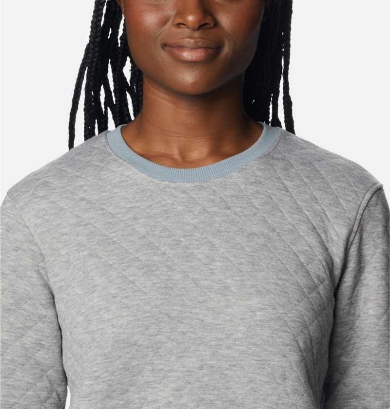 Grey Columbia Lodge Quilted Crew Sweatshirt Women's Pullover | 04596XLRM