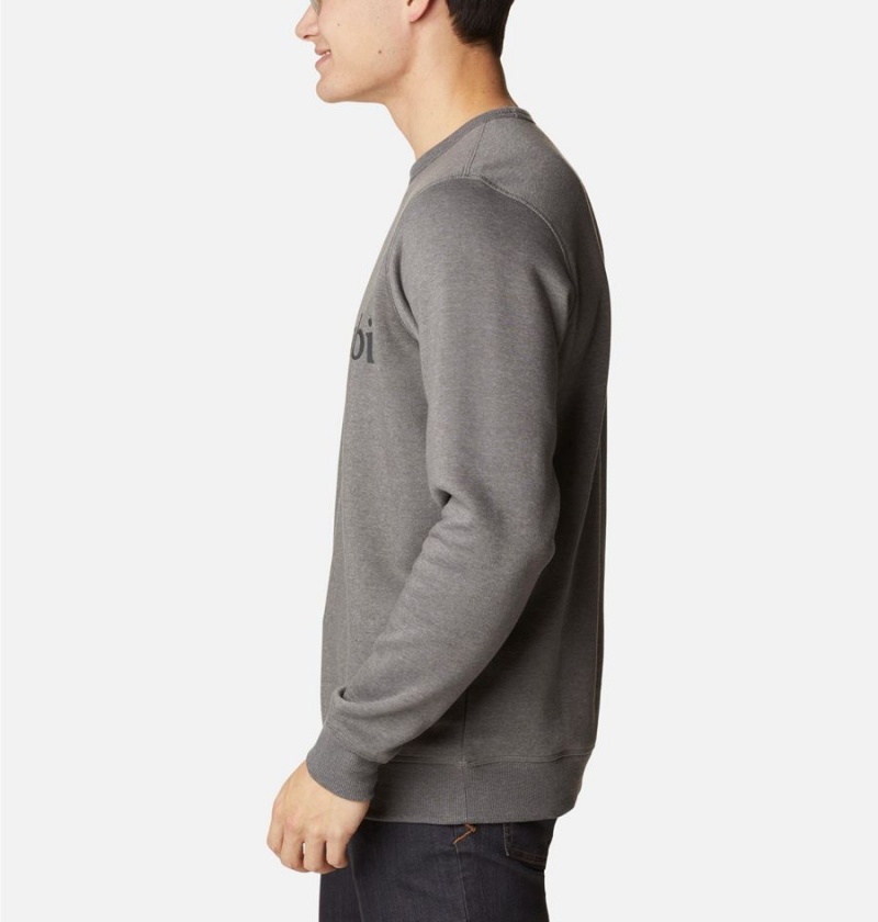 Grey Columbia Logo Fleece Crew Men's Pullover | 06729YNLV