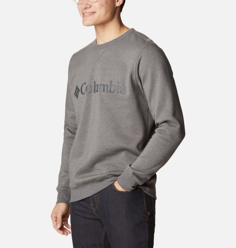 Grey Columbia Logo Fleece Crew Men's Pullover | 06729YNLV