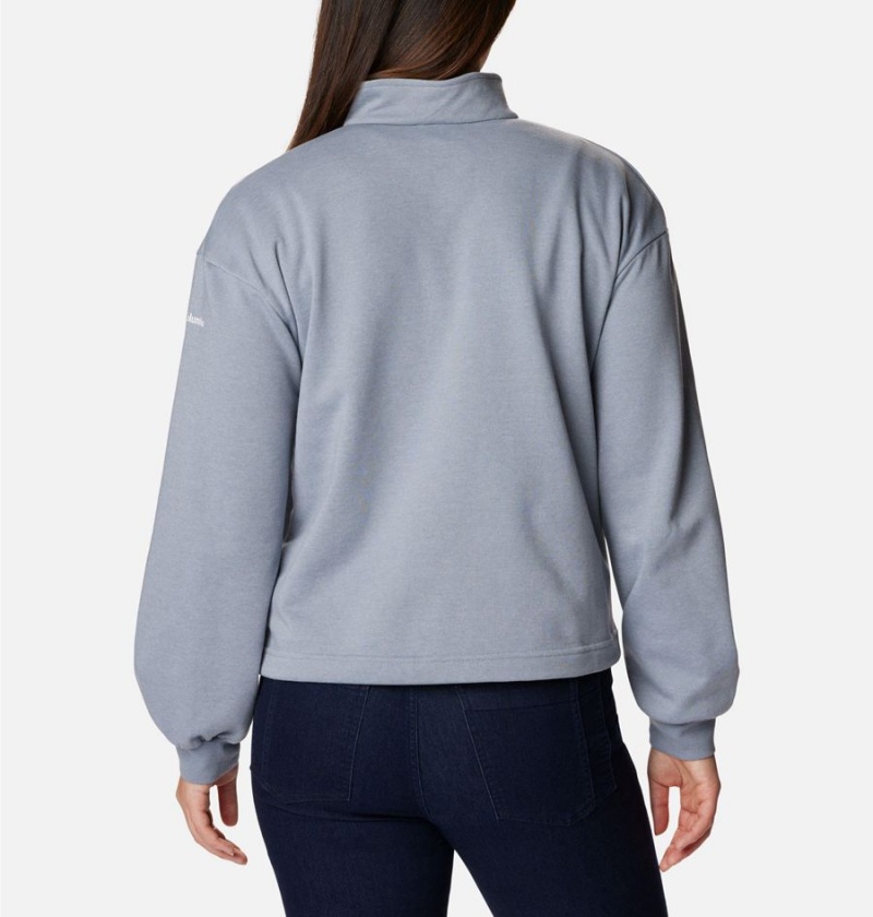 Grey Columbia Logo French Terry Half Zip Women's Pullover | 48693CWQX