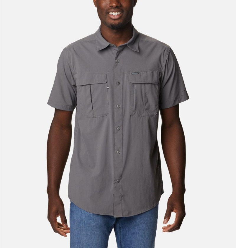 Grey Columbia Newton Ridge II Short Sleeve Men\'s Shirt | 02987VYDO