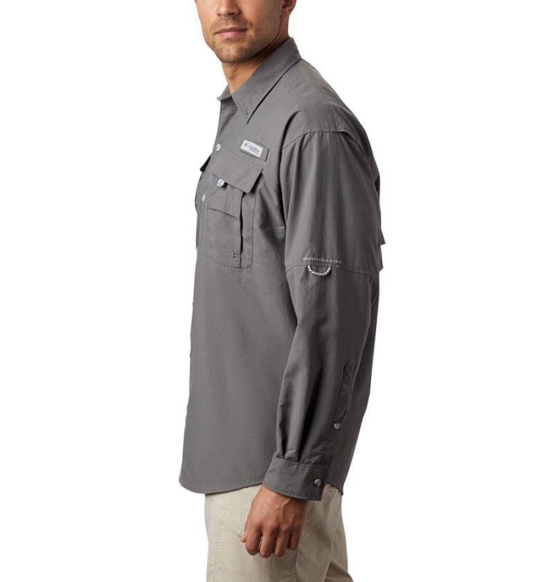 Grey Columbia PFG Bahama II Long Sleeve Men's Shirt | 51792AXOM