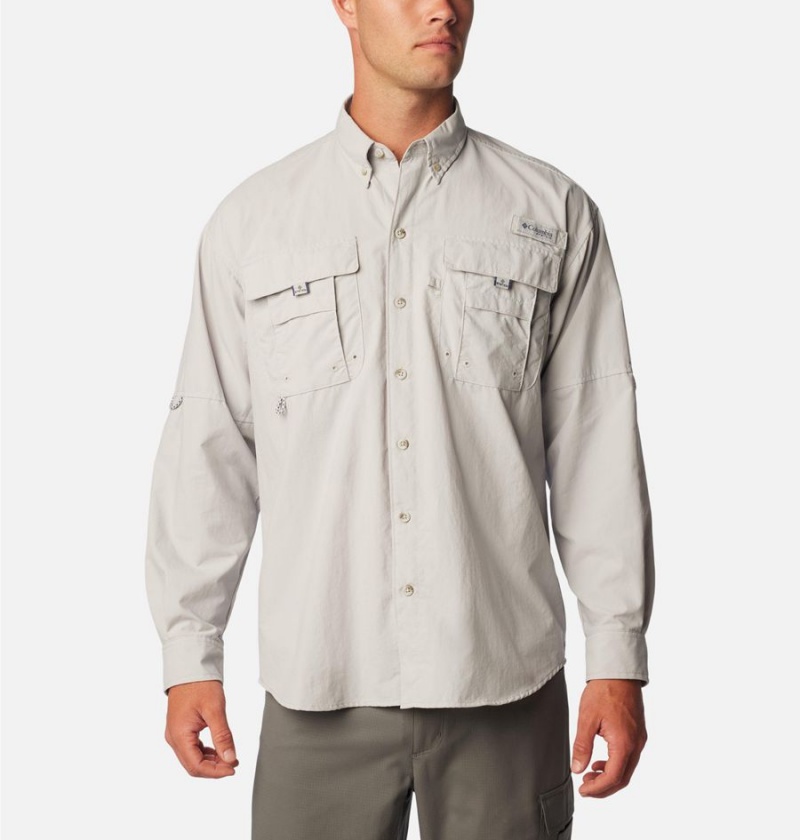 Grey Columbia PFG Bahama II Long Sleeve Men\'s Shirt | 91706DIWO