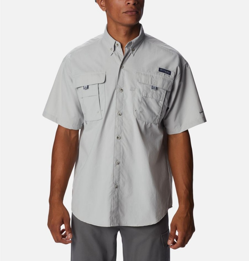 Grey Columbia PFG Bahama Icon Short Sleeve Men\'s Shirt | 31968LBUZ