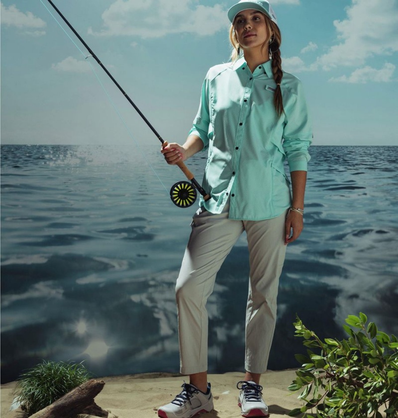 Grey Columbia PFG Cast and Release Stretch Women's Pants | 07641JTOP