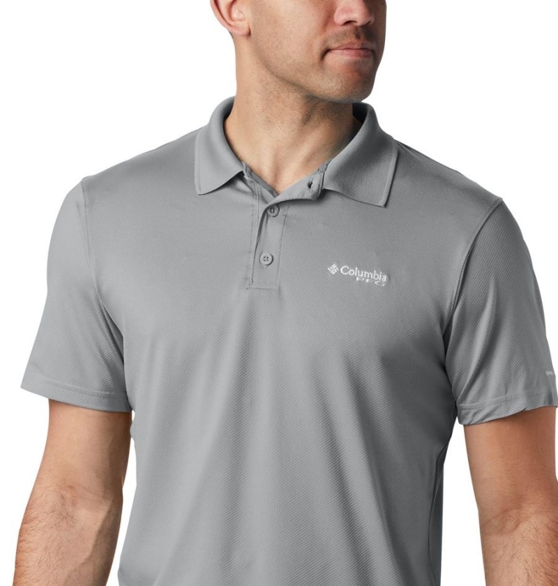 Grey Columbia PFG Skiff Cast Men's Polo Shirt | 45078LPSR