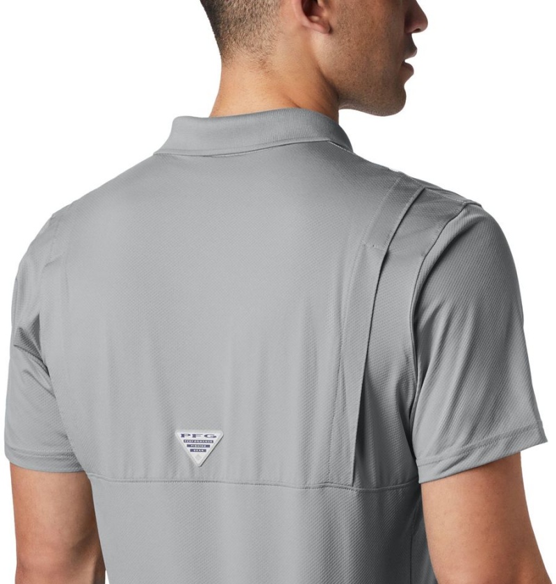 Grey Columbia PFG Skiff Cast Men's Polo Shirt | 45078LPSR