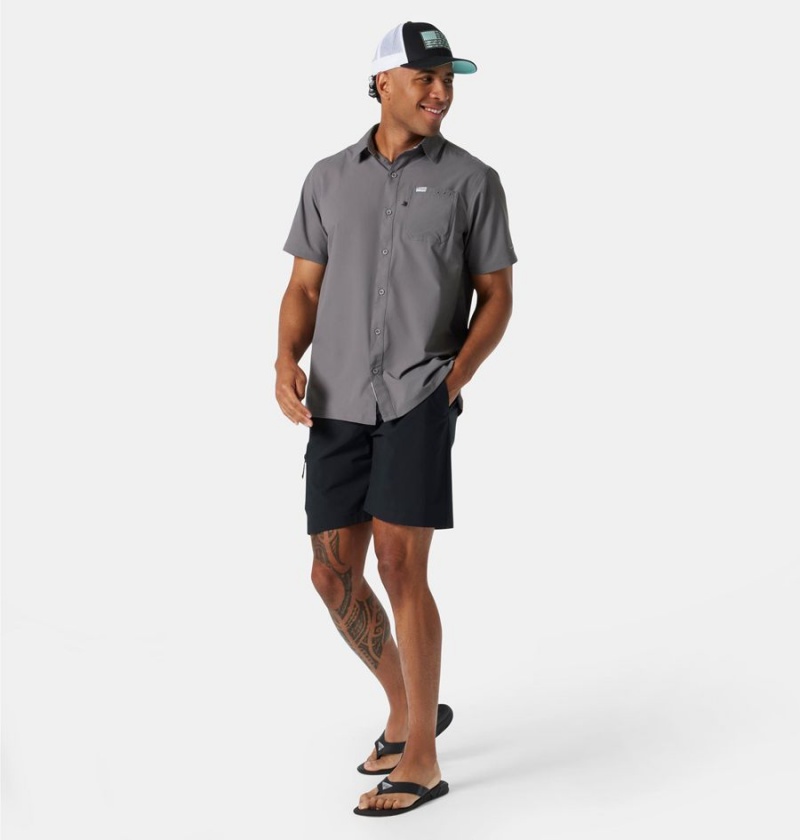 Grey Columbia PFG Slack Tide Camp Men's Shirt | 60543RZIN