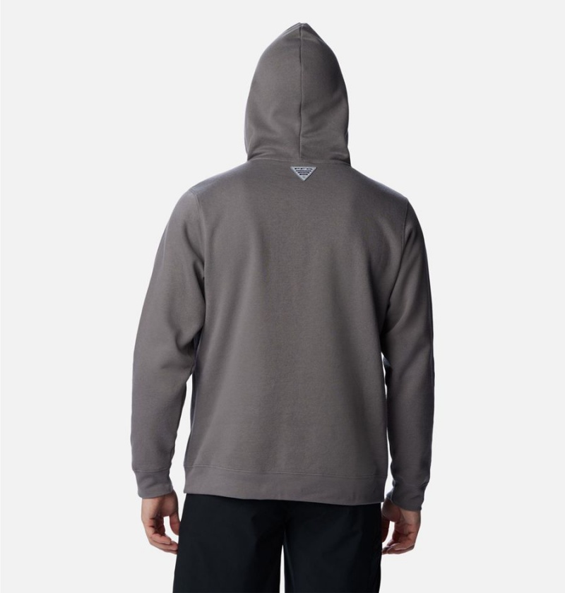 Grey Columbia PFG Sleeve II Graphic Men's Hoodie | 60493UTFP