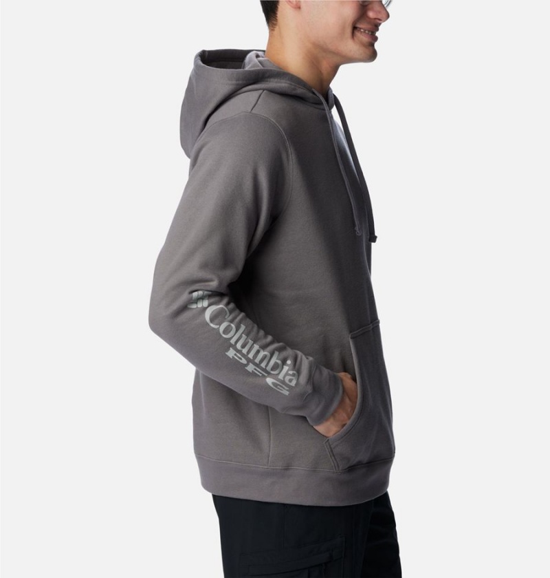 Grey Columbia PFG Sleeve II Graphic Men's Hoodie | 60493UTFP