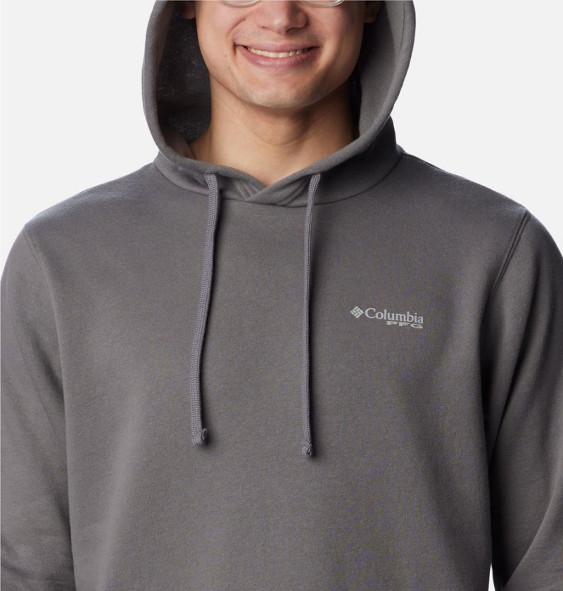 Grey Columbia PFG Sleeve II Graphic Men's Hoodie | 60493UTFP