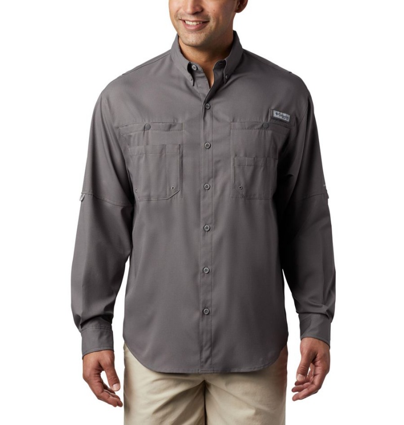 Grey Columbia PFG Tamiami II Long Sleeve Men\'s Shirt | 34176LQOX