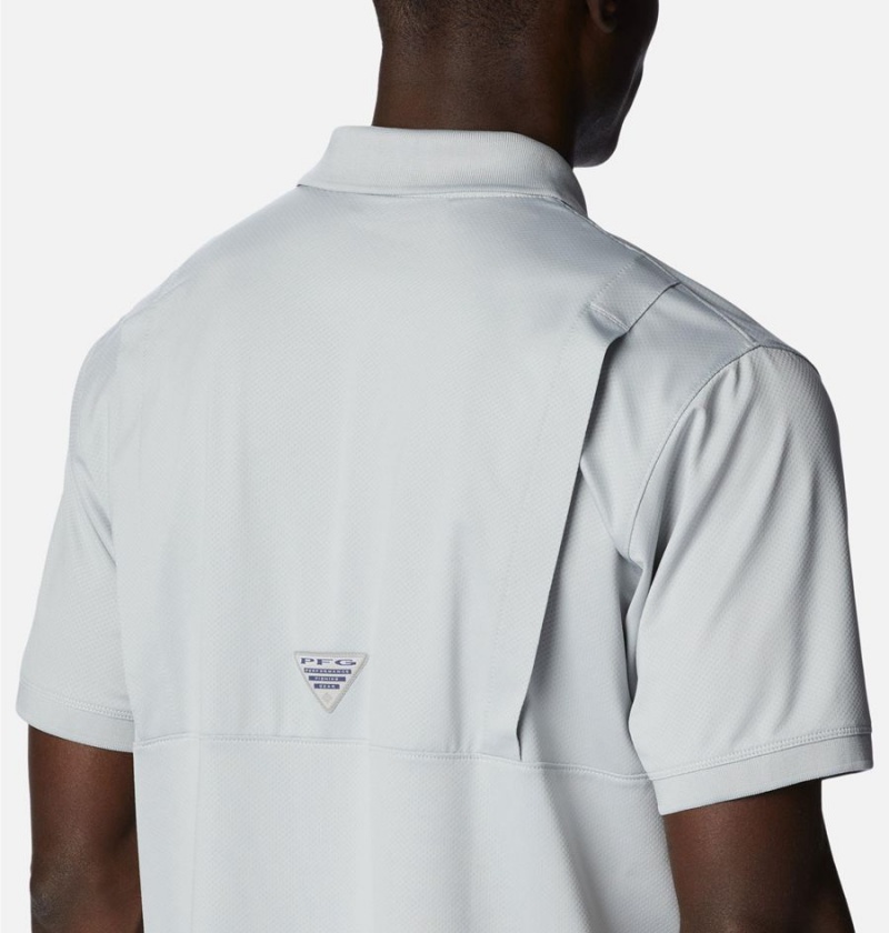 Grey Columbia PFG Tamiami Men's Polo Shirt | 52734XKHN