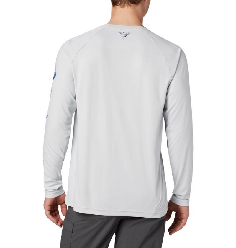 Grey Columbia PFG Terminal Deflector Long Sleeve Men's T-Shirt | 23418NIZO