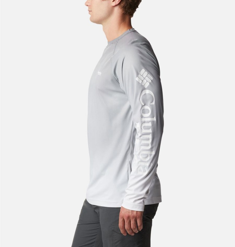 Grey Columbia PFG Terminal Deflector Printed Long Sleeve Men's T-Shirt | 63927JEYZ