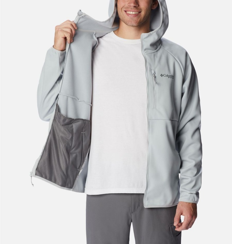 Grey Columbia PFG Terminal Stretch Hooded Men's Softshell Jackets | 74650GLSU