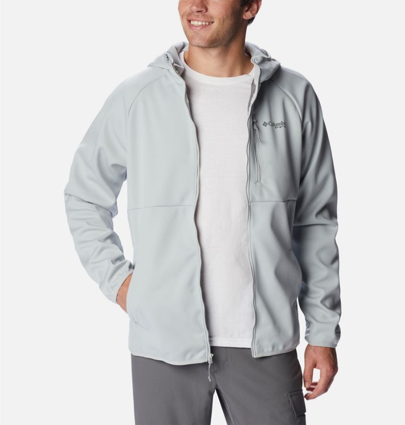 Grey Columbia PFG Terminal Stretch Hooded Men's Softshell Jackets | 74650GLSU