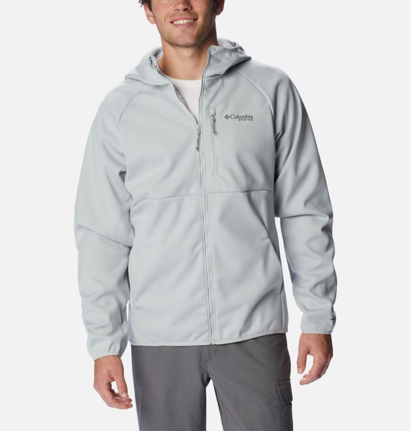 Grey Columbia PFG Terminal Stretch Hooded Men\'s Softshell Jackets | 74650GLSU