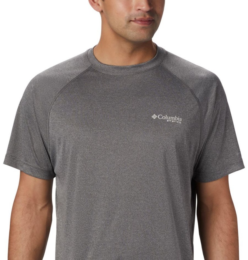 Grey Columbia PFG Terminal Tackle Heather Short Sleeve Men's T-Shirt | 38051KXHF