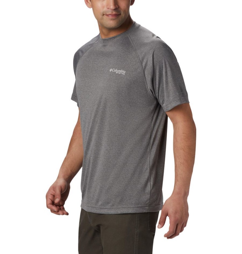 Grey Columbia PFG Terminal Tackle Heather Short Sleeve Men's T-Shirt | 38051KXHF