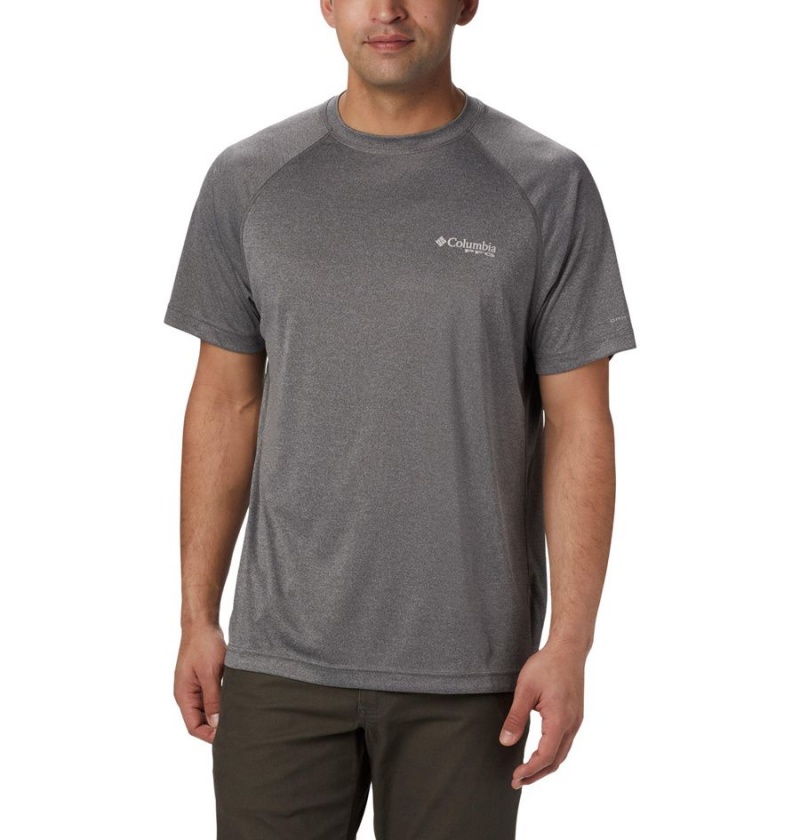 Grey Columbia PFG Terminal Tackle Heather Short Sleeve Men\'s T-Shirt | 38051KXHF