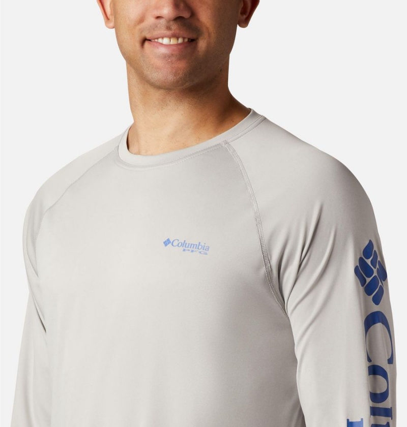 Grey Columbia PFG Terminal Tackle Heather Long Sleeve Men's T-Shirt | 26590LZSA