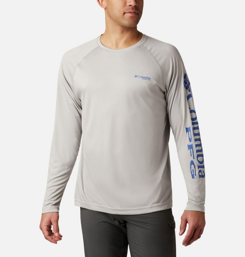 Grey Columbia PFG Terminal Tackle Heather Long Sleeve Men\'s T-Shirt | 26590LZSA