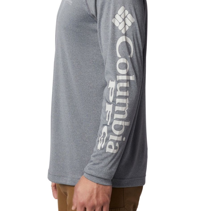 Grey Columbia PFG Terminal Tackle Heather Long Sleeve Men's T-Shirt | 87493STFN