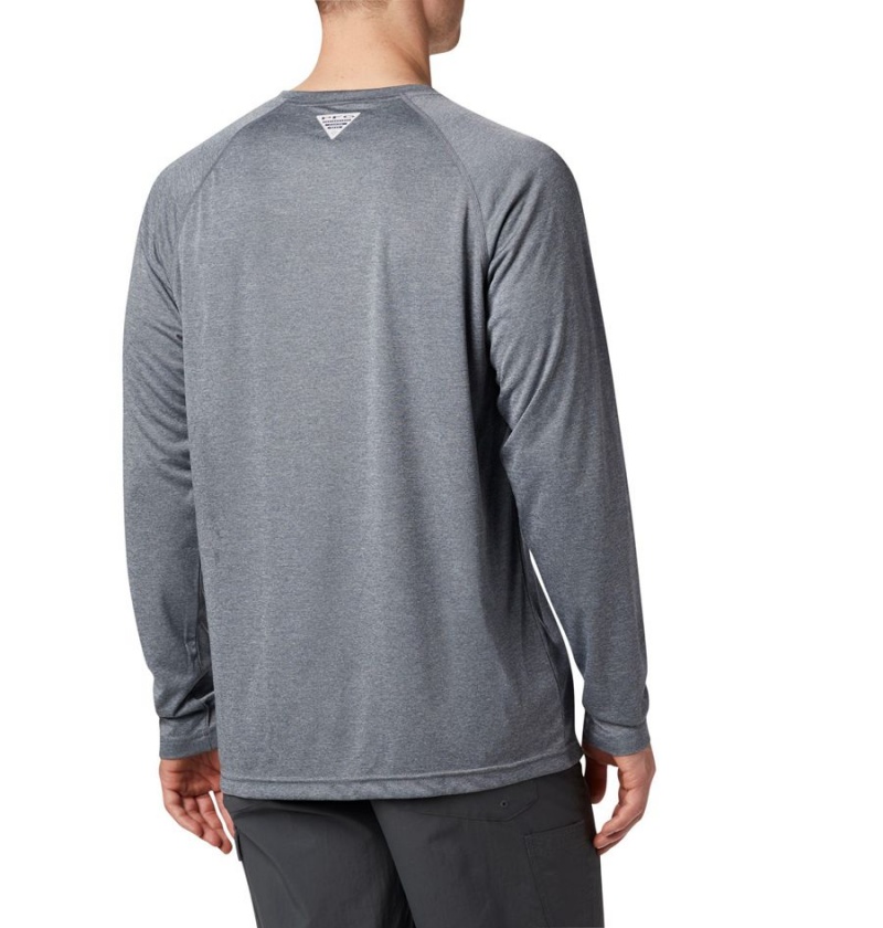 Grey Columbia PFG Terminal Tackle Heather Long Sleeve Men's T-Shirt | 87493STFN