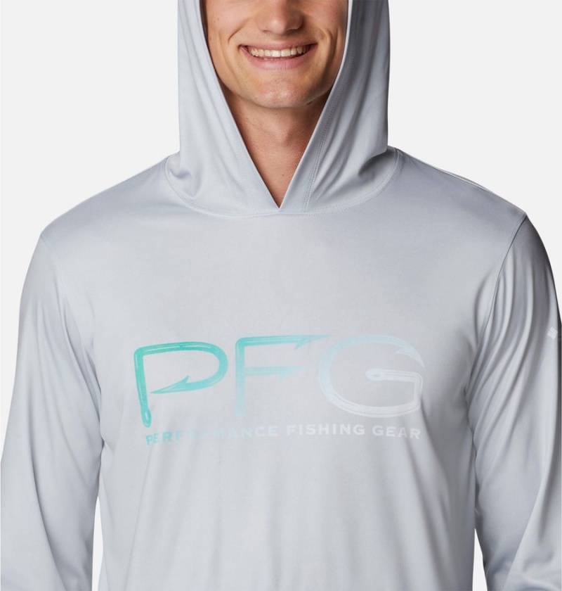 Grey Columbia PFG Terminal Tackle Hooks Men's Hoodie | 09572HORE