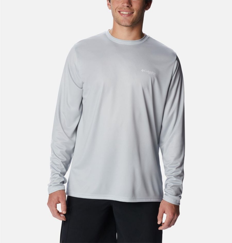 Grey Columbia PFG Terminal Tackle Statetriot Long Sleeve Men's T-Shirt | 78306NDVM